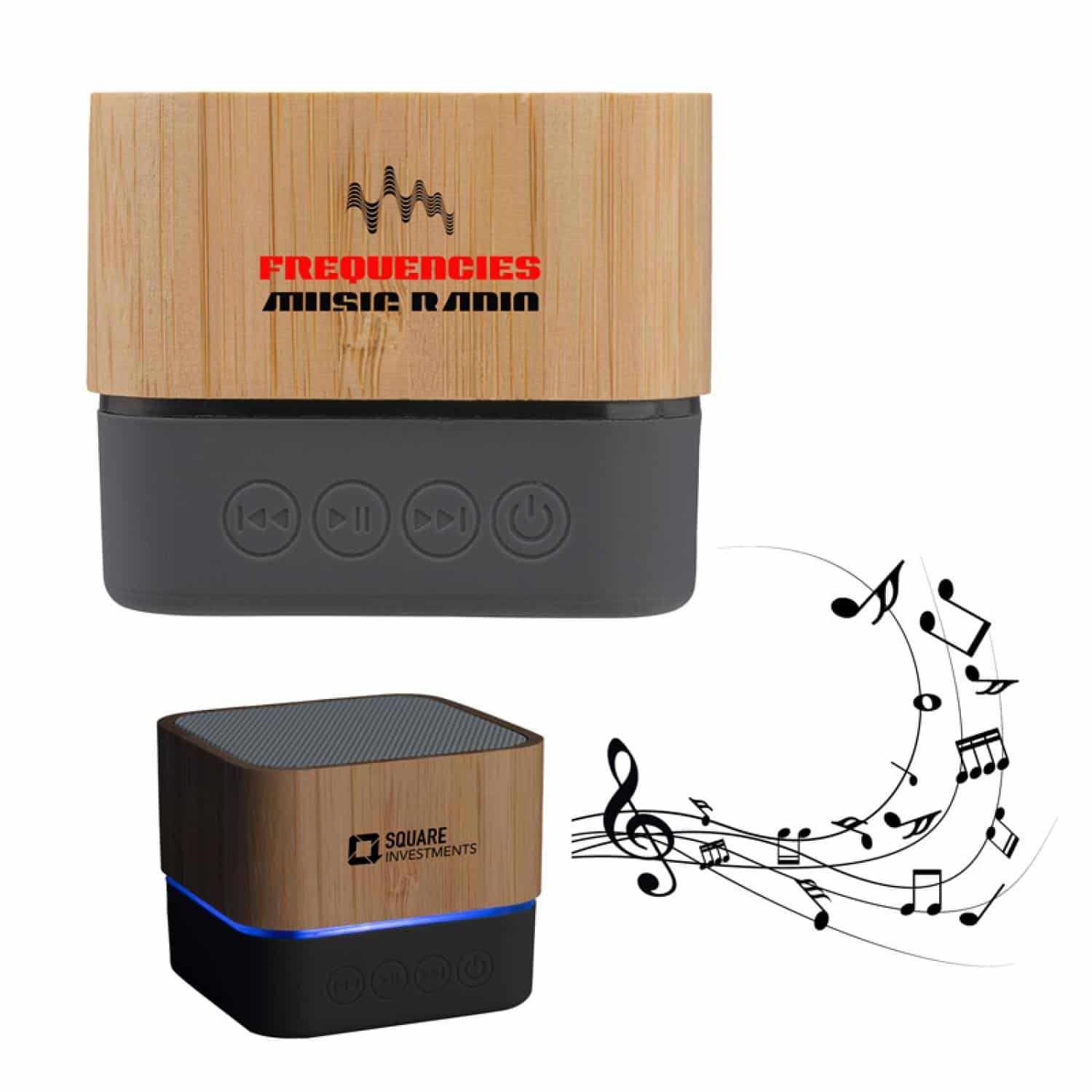 Custom Cadence Bamboo Wireless Light-Up Speaker