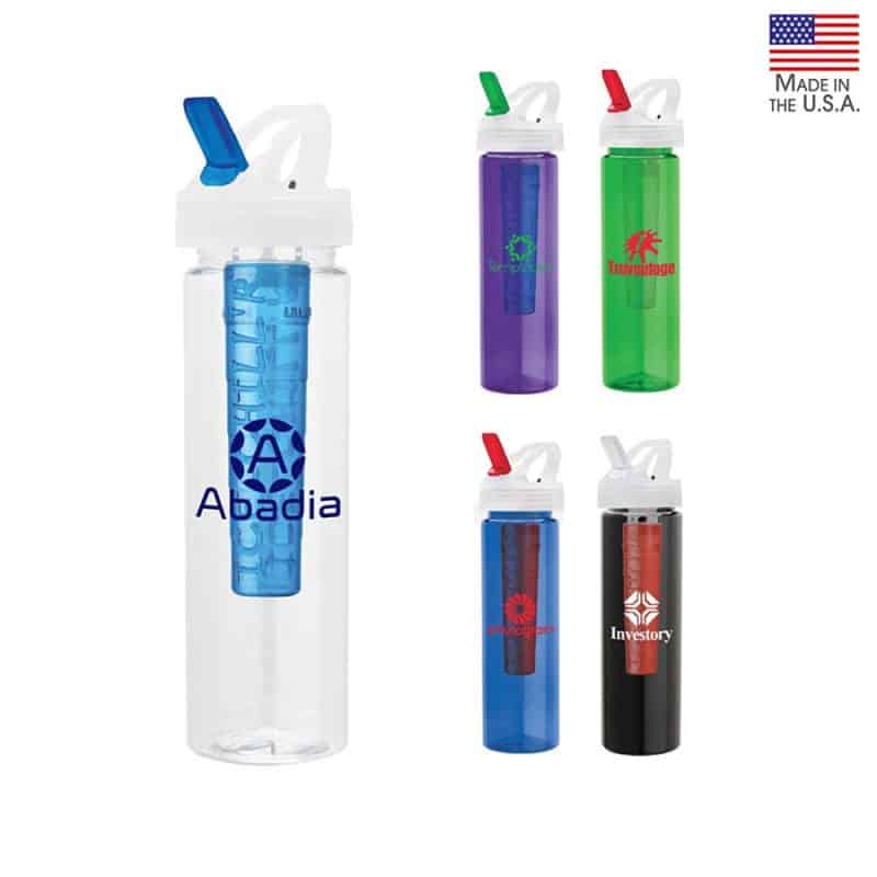 Custom Laguna 32 oz. PET Bottle with Flip Spout & Ice Stick - 1