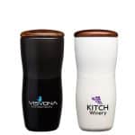 Custom Tarrazu 12 oz. Double Wall Ceramic Tumbler w/ Wood Lid