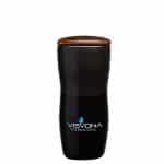 Custom Tarrazu 12 oz. Double Wall Ceramic Tumbler w/ Wood Lid - 2