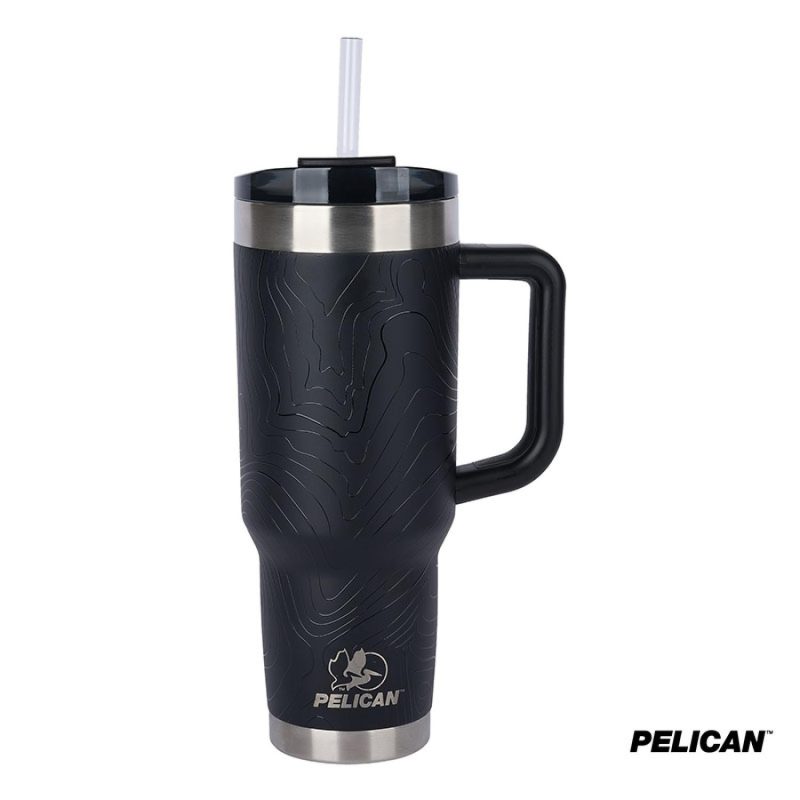 Custom Pelican Porter 40 oz. Topographical Recycled Double Wall Stainless Steel Travel Tumbler - 1