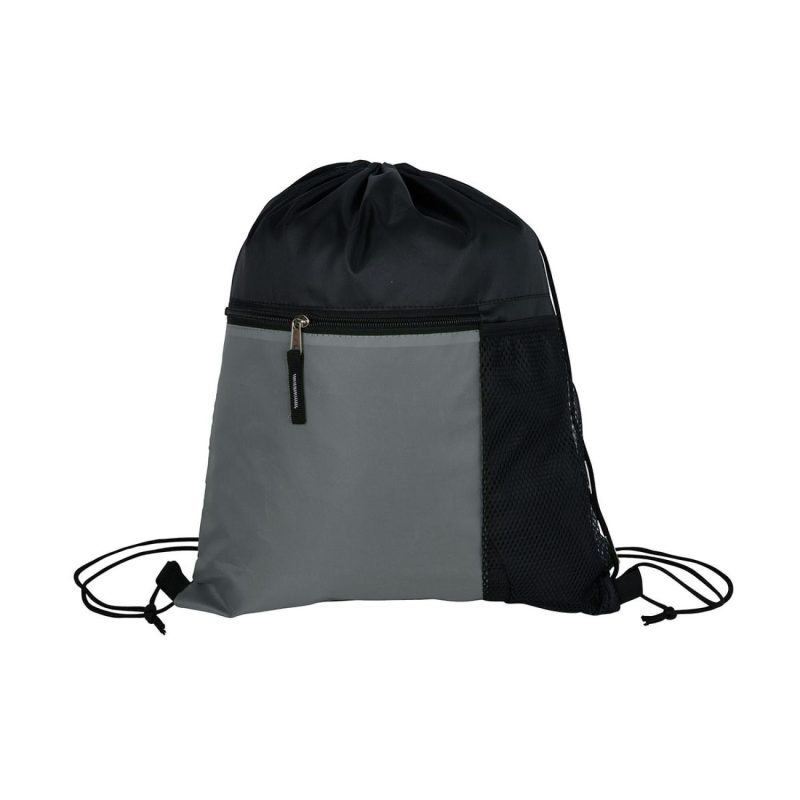 Custom Manchester Recycled (RPET) Drawstring Bag With Zippered & Mesh Pockets - 4