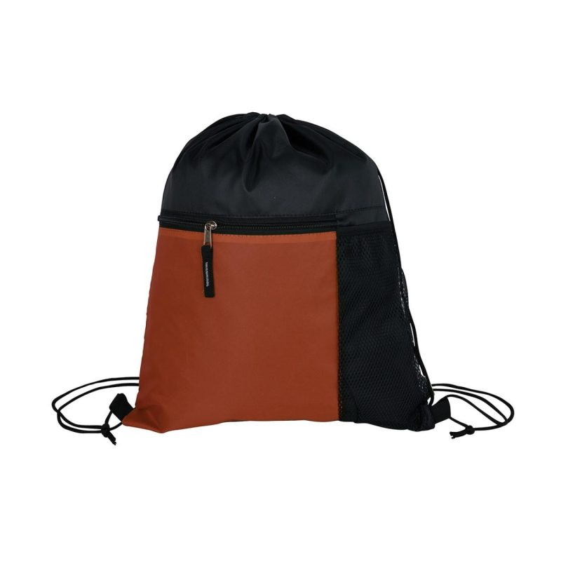 Custom Manchester Recycled (RPET) Drawstring Bag With Zippered & Mesh Pockets - 5