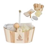 Custom Serene 4pc Spa Kit in Wooden Bucket