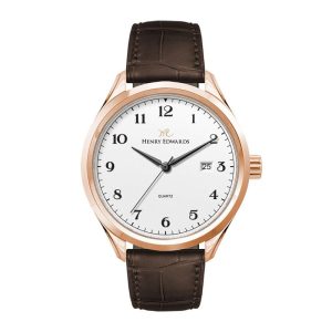 Watch Creations 42MM, 3 HAND WITH DATE, ROSE GOLD PLATED STEEL CASE, WHITE DIAL, BROWN CROCO BACK GR